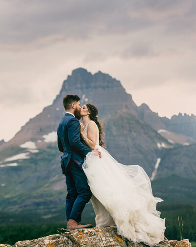 bride and groom kissing
