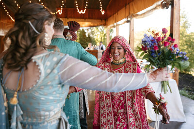 Wedding guests in cultural outfits at Nashville wedding