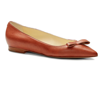 Sarah Flint brown leather pointy toed flats
