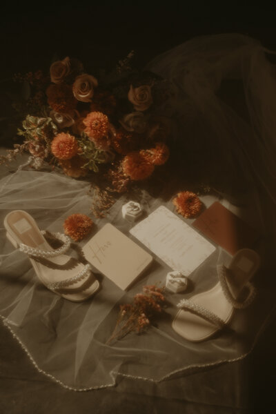 Flat lay wedding detail photos