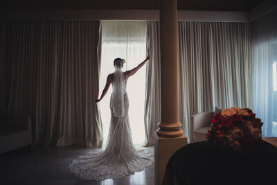 Bride pre ceremony photo in a villa in Marbella