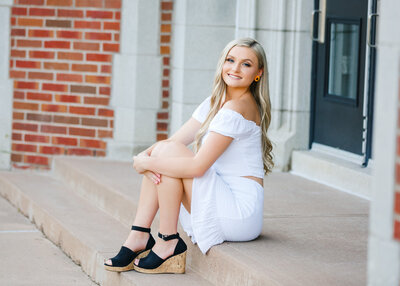 High school Senior girl sitting