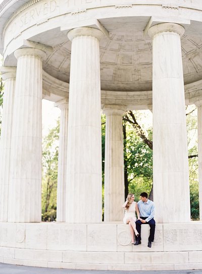 National Mall Engagement Photos in Washington DC at the Monuments with Film Wedding Photographer © Bonnie Sen Photography