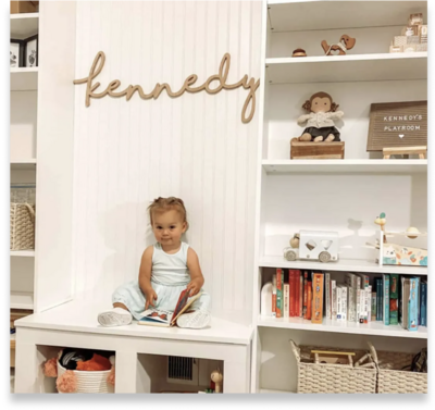 Blog post feature image of a child's bedroom with built-in bookcases by Alexa at Home