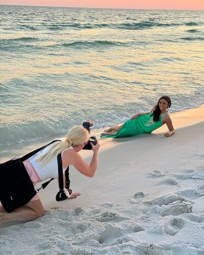 Photographer in Destin Florida photographing a senior client.