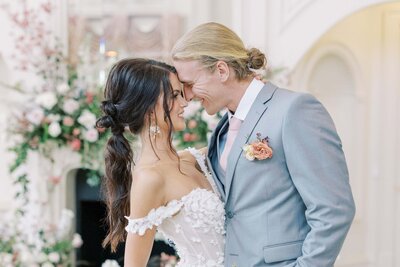 Man and woman about to kiss