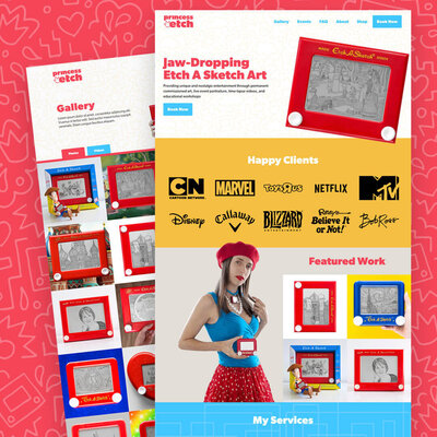 Princess Etch Custom Website Design - 2 pages displayed