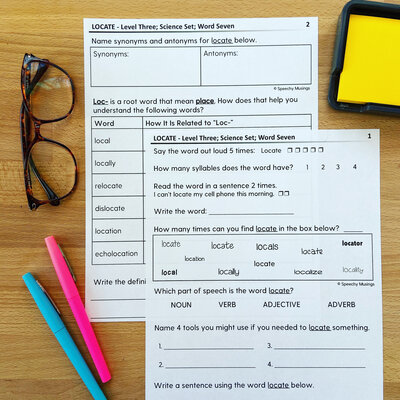 two worksheets for vocabulary strategies