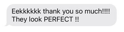 Text message image from a client who loved their experience, gallery, and wedding day.