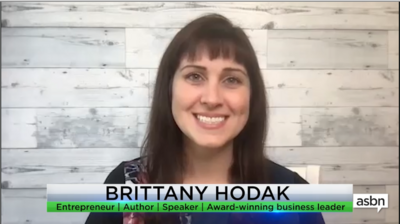 Brittany Hodak being interviewed on Atlanta Small Business Network about how to turn customers into lifelong brand adovcates.