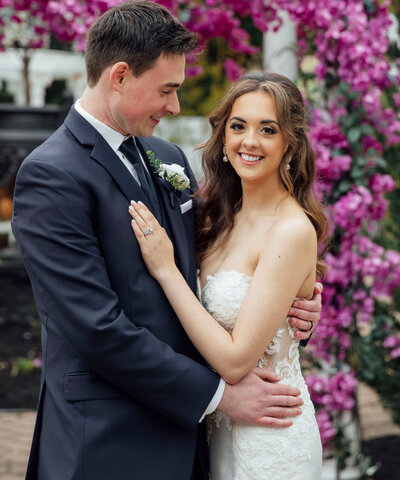 Bride and groom smiling on their wedding day | Wedding at Primavera Regency | Stirling, New Jersey