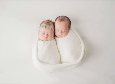 Beautiful newborn twins snuggling during their Rancho Santa Fe newborn photography session