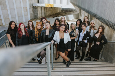 family jumping and smiling
