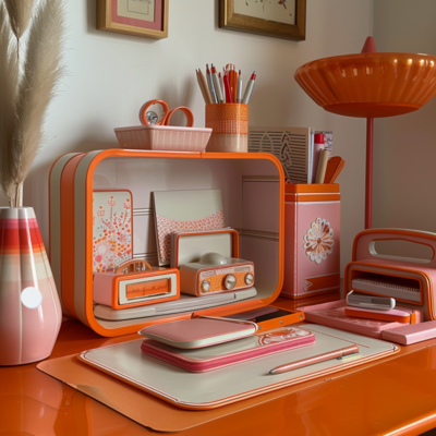 Retro Office Supplies in Retro Star Shop Representing Classic Work Tools