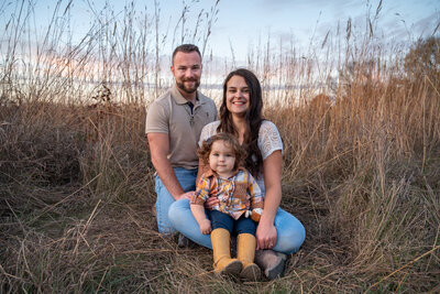 outdoor family portrait in field