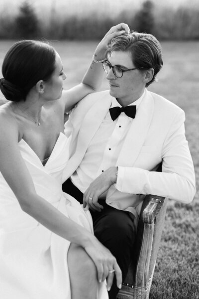 Bride and groom walk up memorial steps at their DC wedding