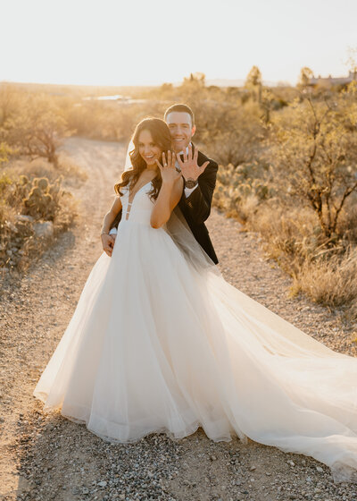 bride and groom kissing
