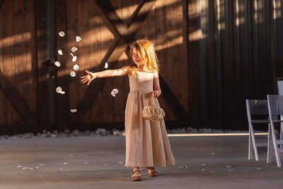 fall wedding boho dress flower girl outdoor cermony in east texas the rosewood venue