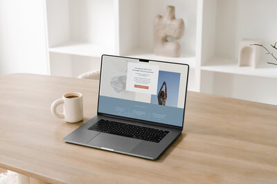 Lumen template home page on a desktop device sitting on a table