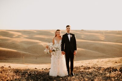 Sunset Couple Image - Bre & Chris | Converted Basketball Court Wedding - Brides