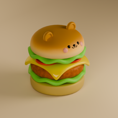 Burger Bear 3D Art