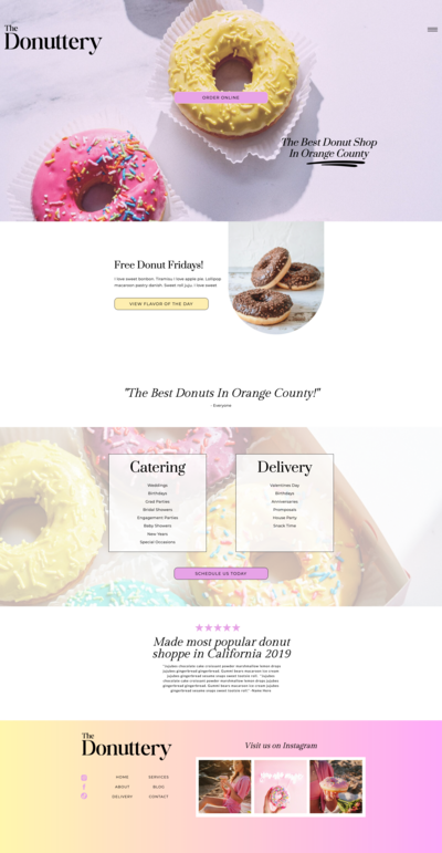 A donut shopt website landing page