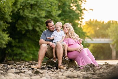 An Ohio family of four  takes Autumn family photos at Southside communiyt PArk located in New Philadelphia, Ohio.