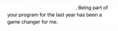 Testimonial about resources being a game changer for health practitioners