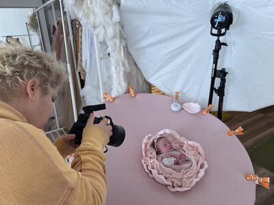 Pregnant woman in gown for maternity shoot in orlando