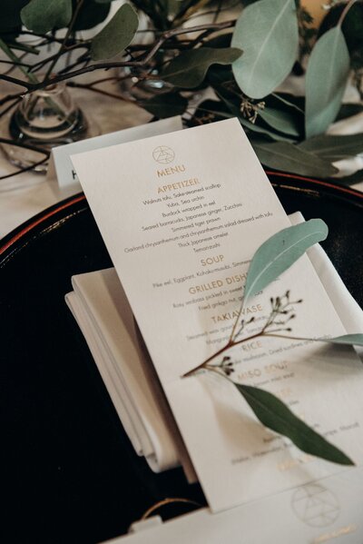 Wedding Menu Stationery