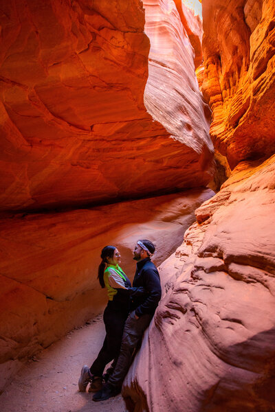 This couple got engaged in a Utah slot canyon.