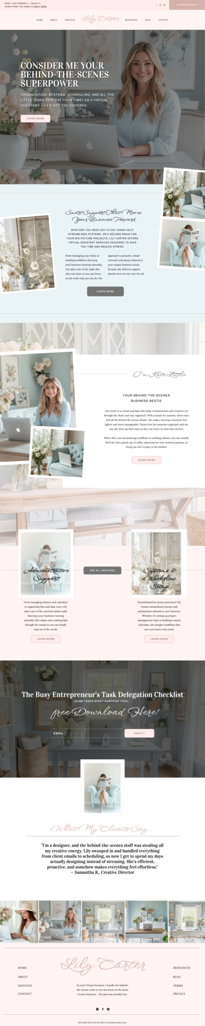 long screenshot of a website that the designer made