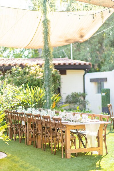 Tivoli Wedding reception space with tables and chairs in Fallbrook, California.