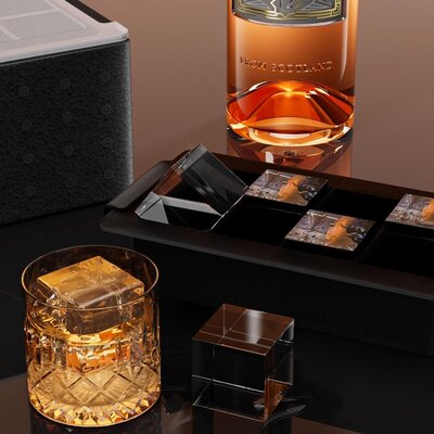 2-inch slow-melting crystal clear ice cubes