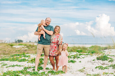 Colorful family on the beach near st. Pete