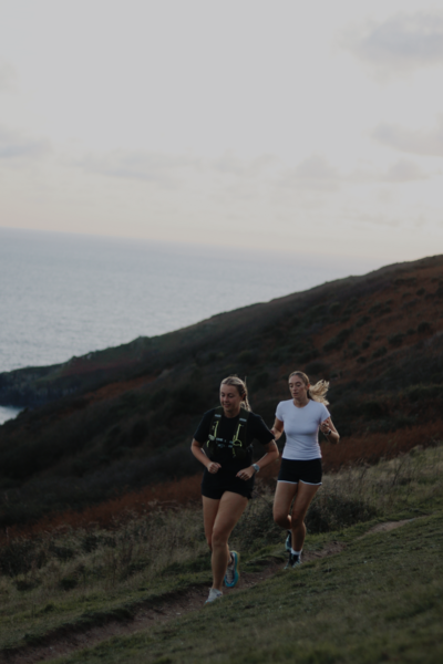 A bride & bridesmaid enjoying an invigorating run the morning of the wedding.