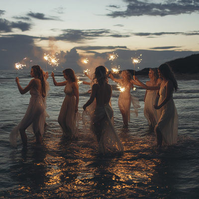a_group_of_7_women_holding_lit_sparklers