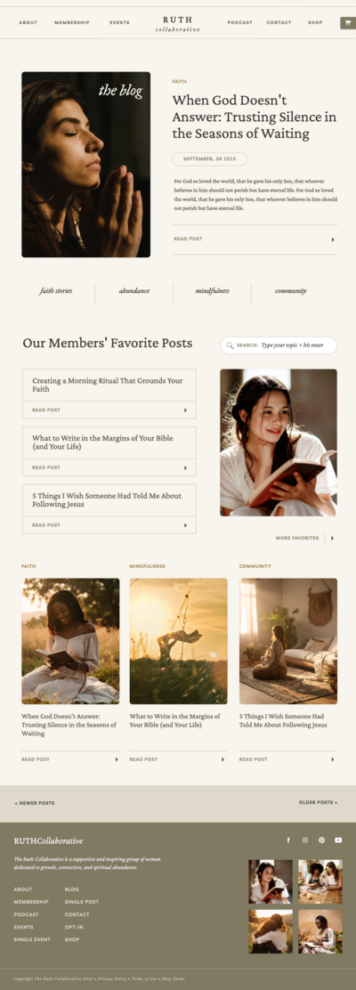 kimberly showit website template for coaches and course creators, about page mocked up on an ipad