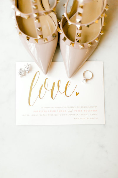 bridal details shoes invitations and rings