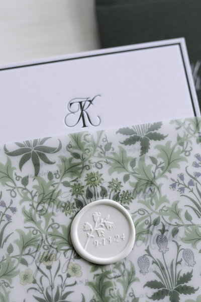 Light and airy wedding invitation suite with custom calligraphy
