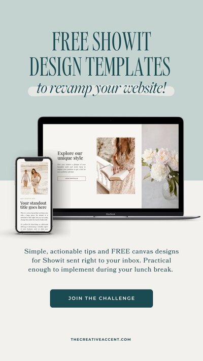 phone and computer mockup of free showit website designs