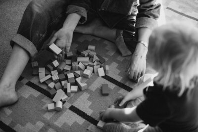 Mother and son play 