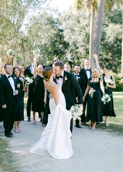 Perry Lane Hotel Wedding Couple Walking Downtown