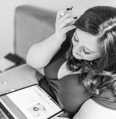 Designing a luxury brand website using iPad and Apple Pencil at Sarah Shuttle studio.