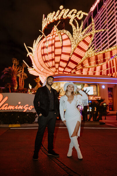 Las Vegas strip Flamingo lights Elopement Engagement Photographer desert Socal and Las Vegas Photographer photography adventurous