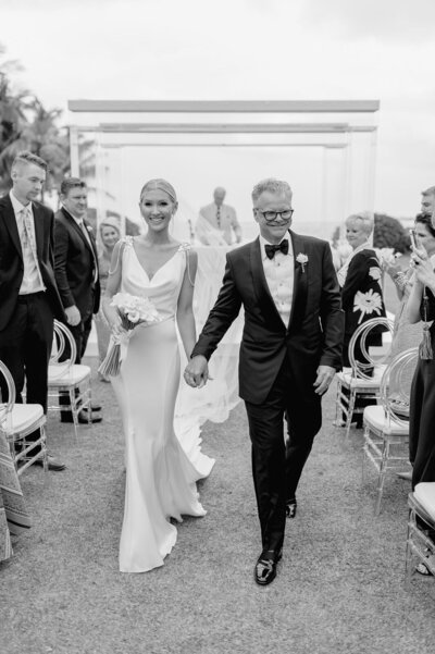 South Florida bride and groom  after wedding  ceremony