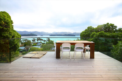 renovated deck with harbour view