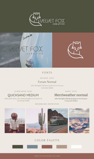 Brand board for Velvet Fox Creative