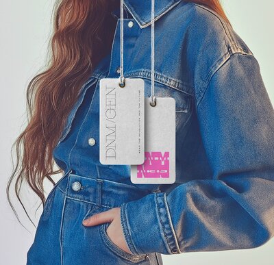 clothing hangtag featuring dnm gen logo