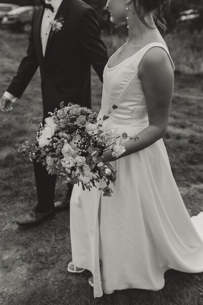 bride and groom at wedding venue in pei